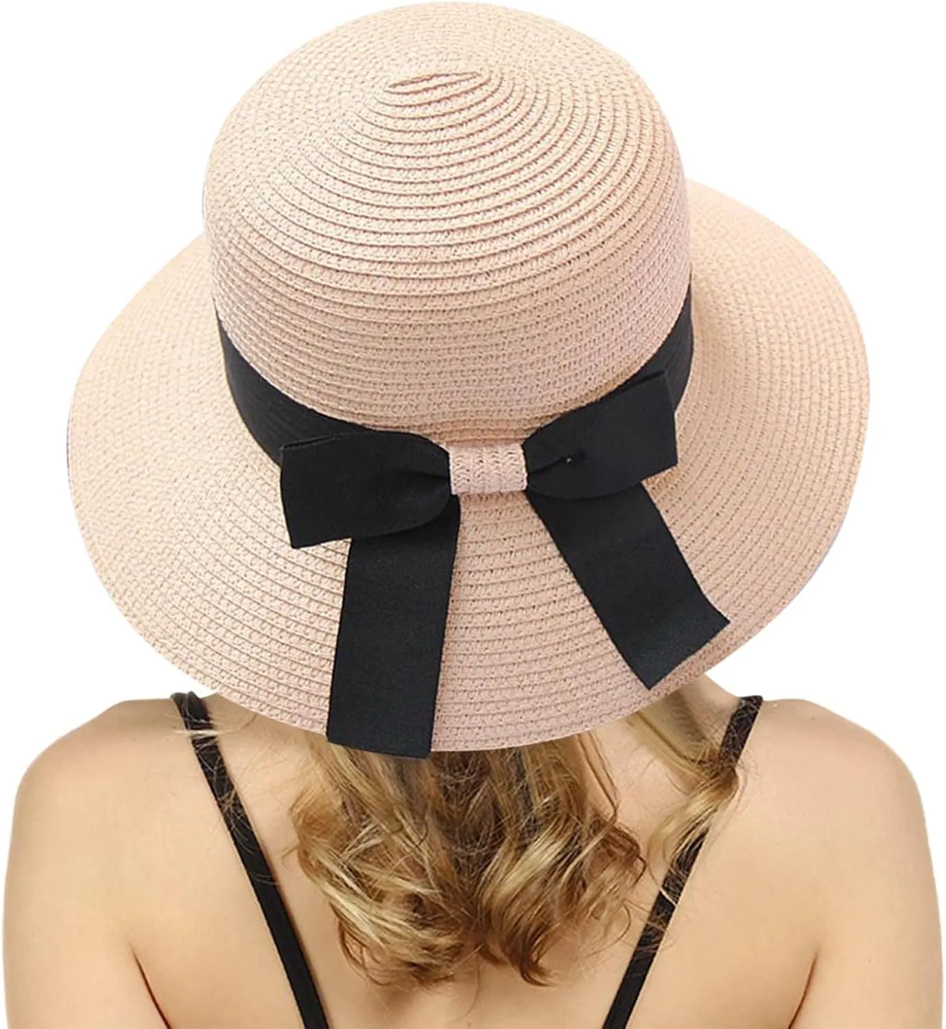 Women Straw Hat Bohemian Rolled Brim Fisherman Hats Rainbow Pattern Foldable Beach Cap Holiday Sun Visor Hat
