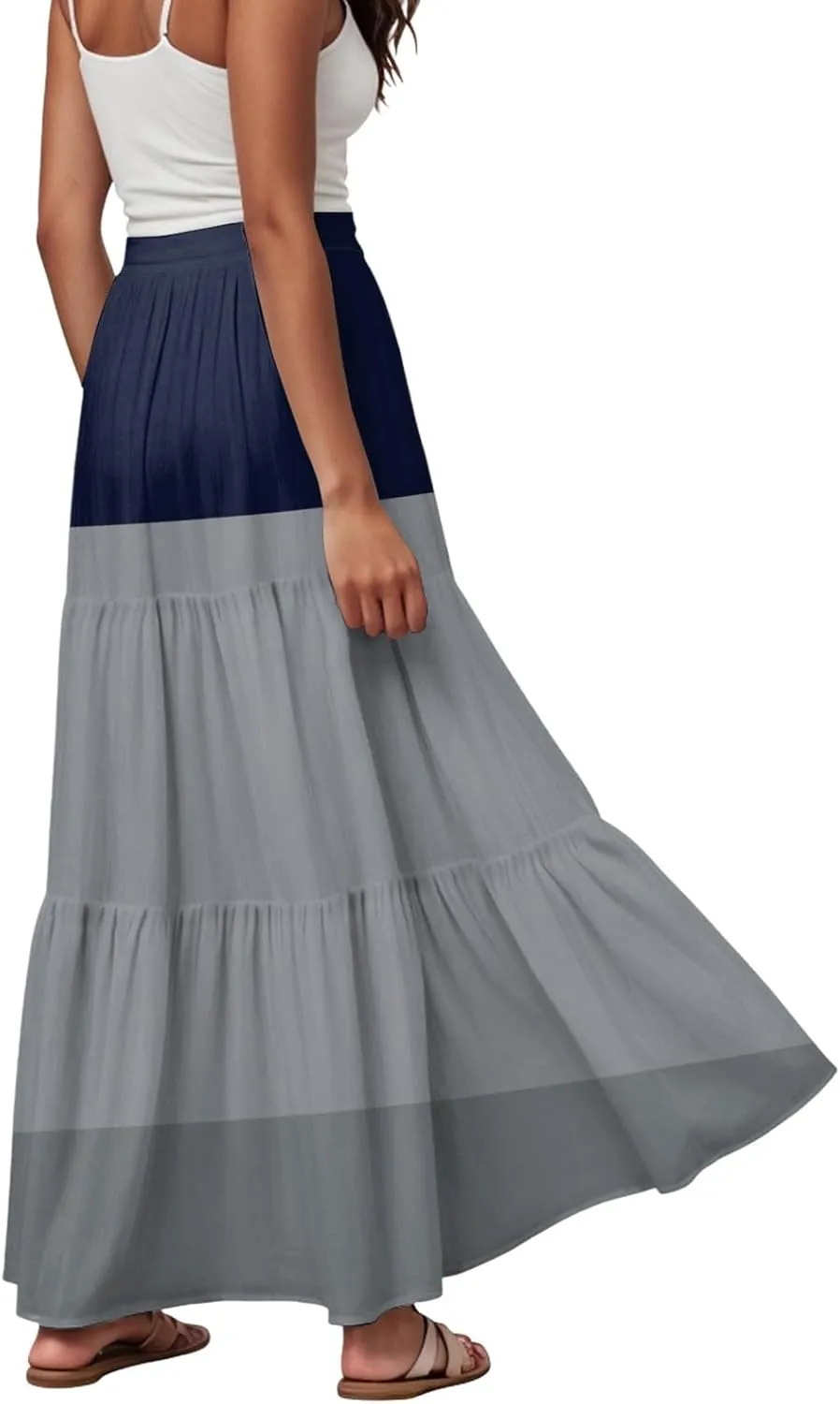 Women's 2025 Bohemian Long Floral Flowy High Waist Floral Maxi Skirt Summer Regular Trendy Skirts