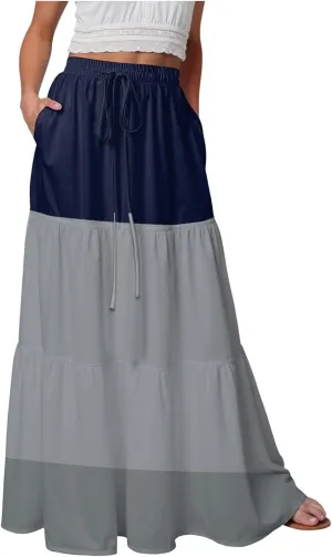 Women's 2025 Bohemian Long Floral Flowy High Waist Floral Maxi Skirt Summer Regular Trendy Skirts