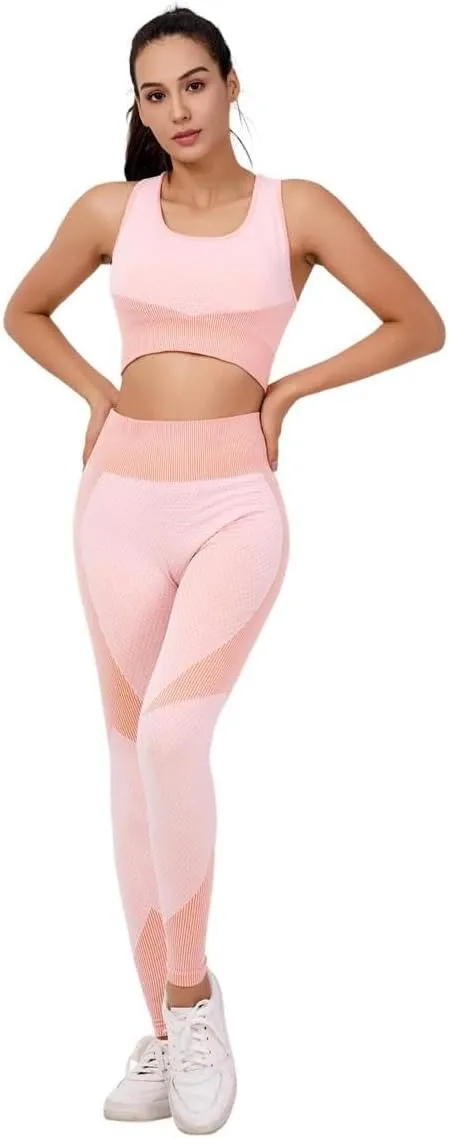 Women's 3-Piece Seamless Workout Set – High-Waist Leggings, Sports Bra & Crop Top – Yoga & Fitness Gym Activewear