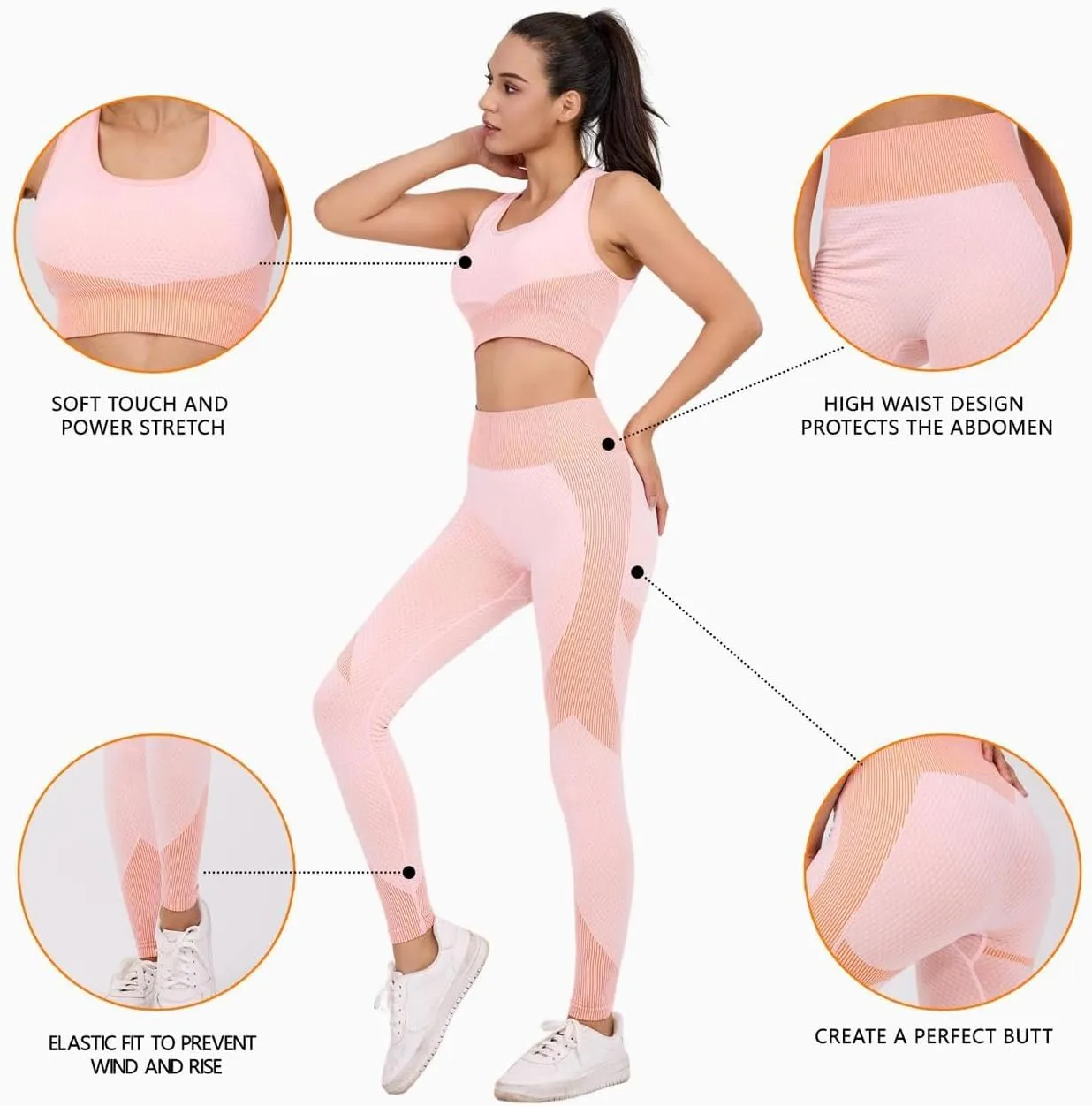 Women's 3-Piece Seamless Workout Set – High-Waist Leggings, Sports Bra & Crop Top – Yoga & Fitness Gym Activewear
