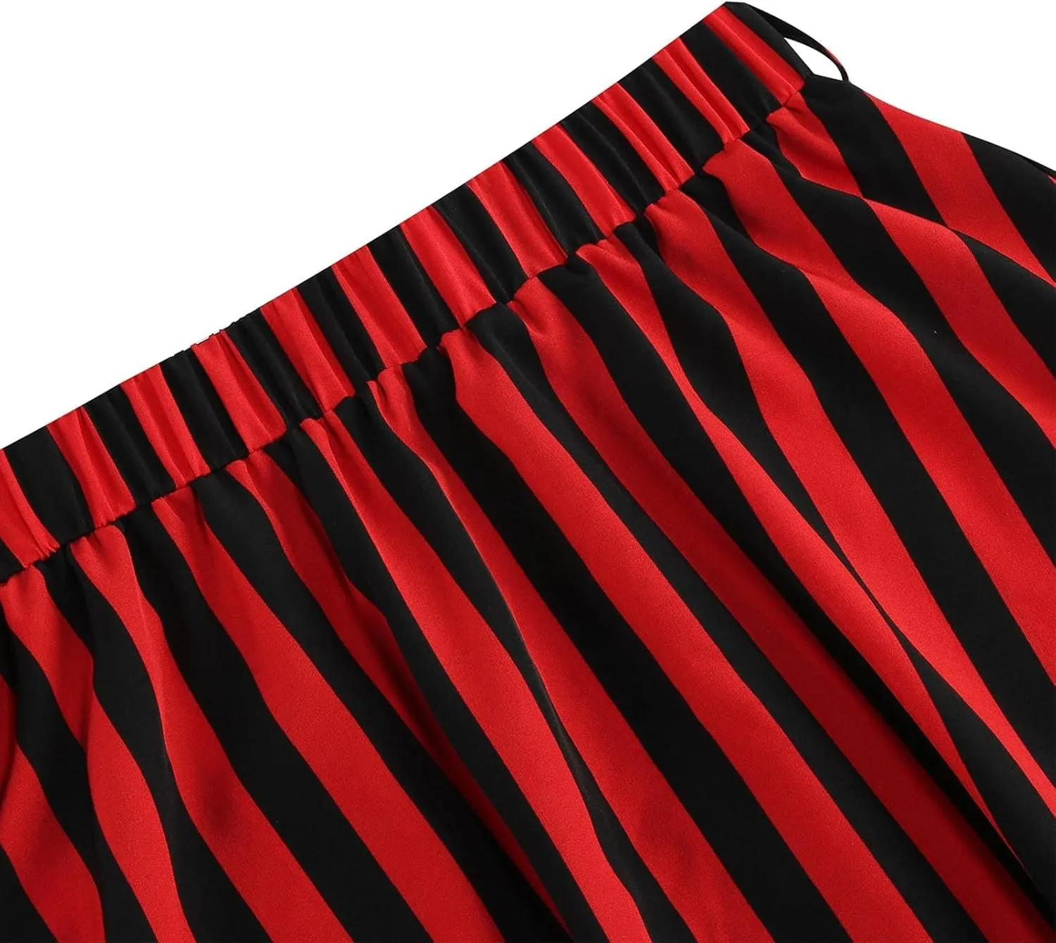 Womens A Line Midi Skirt Pleated Striped Color Block Elastic Waist Tiered Summer Casual Trendy Dressy Long Skirts