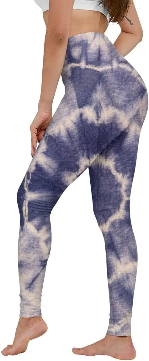 Women's American Flag Print and Tie Dye Leggings for High Waist Yoga Pants- Patriotic and Trendy Activewear for Workouts