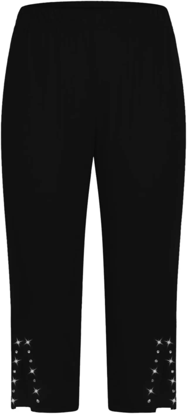 Womens Capris for Summer Dressy Cropped High Waist Yoga Pants Comfy Stretchy Leggings Workout Compression Pants