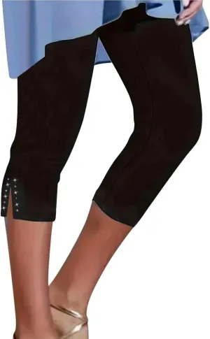Womens Capris for Summer Dressy Cropped High Waist Yoga Pants Comfy Stretchy Leggings Workout Compression Pants
