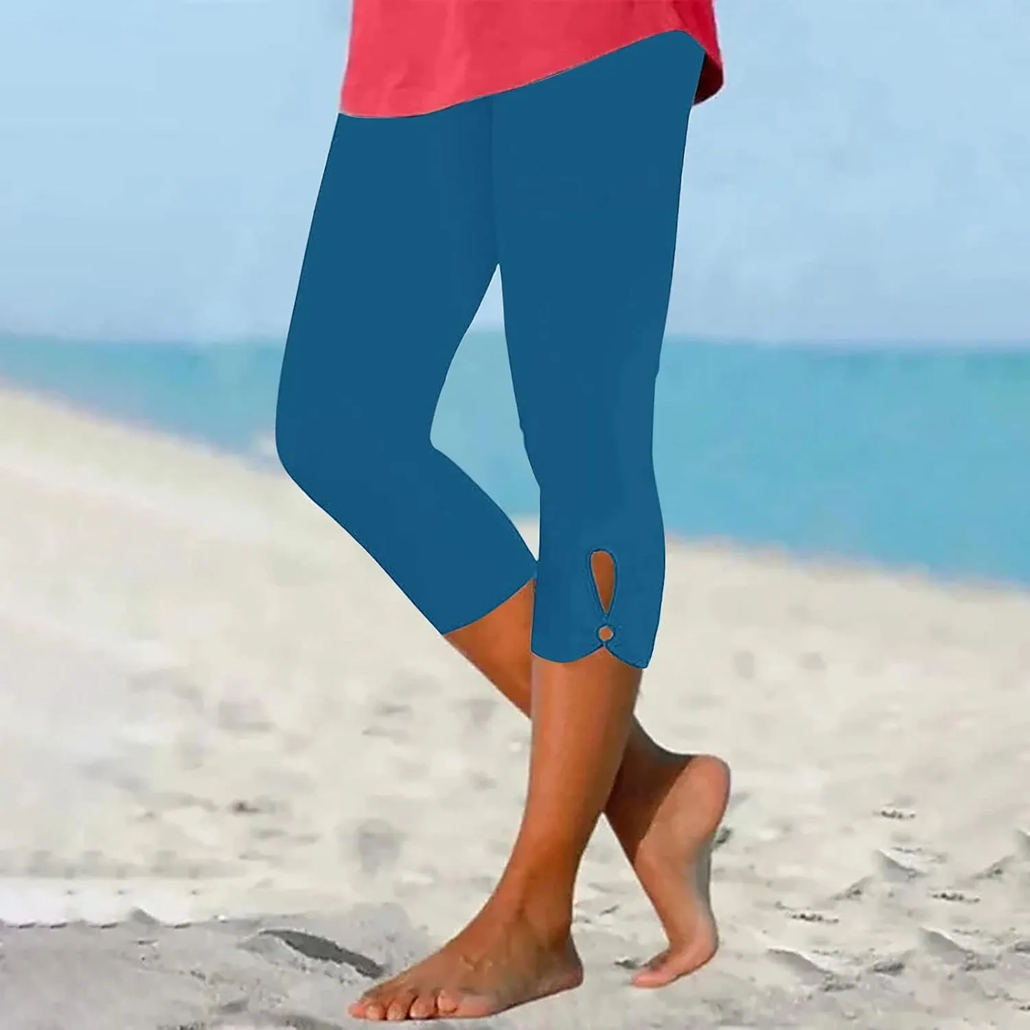 Womens Capris for Summer Dressy Cropped High Waist Yoga Pants Comfy Stretchy Leggings Workout Compression Trouser