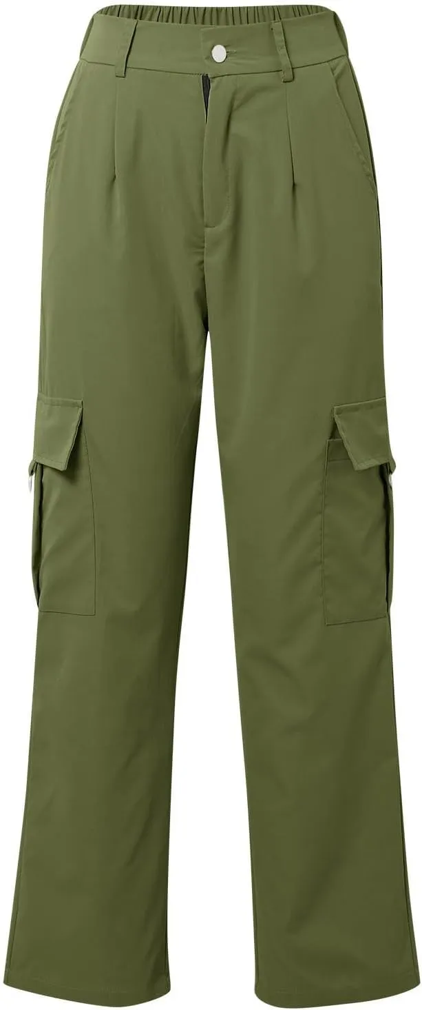 Womens Cargo Pants with Pockets Casual Fleece Baggy Sweatpants High Waisted Joggers Leggings for Women