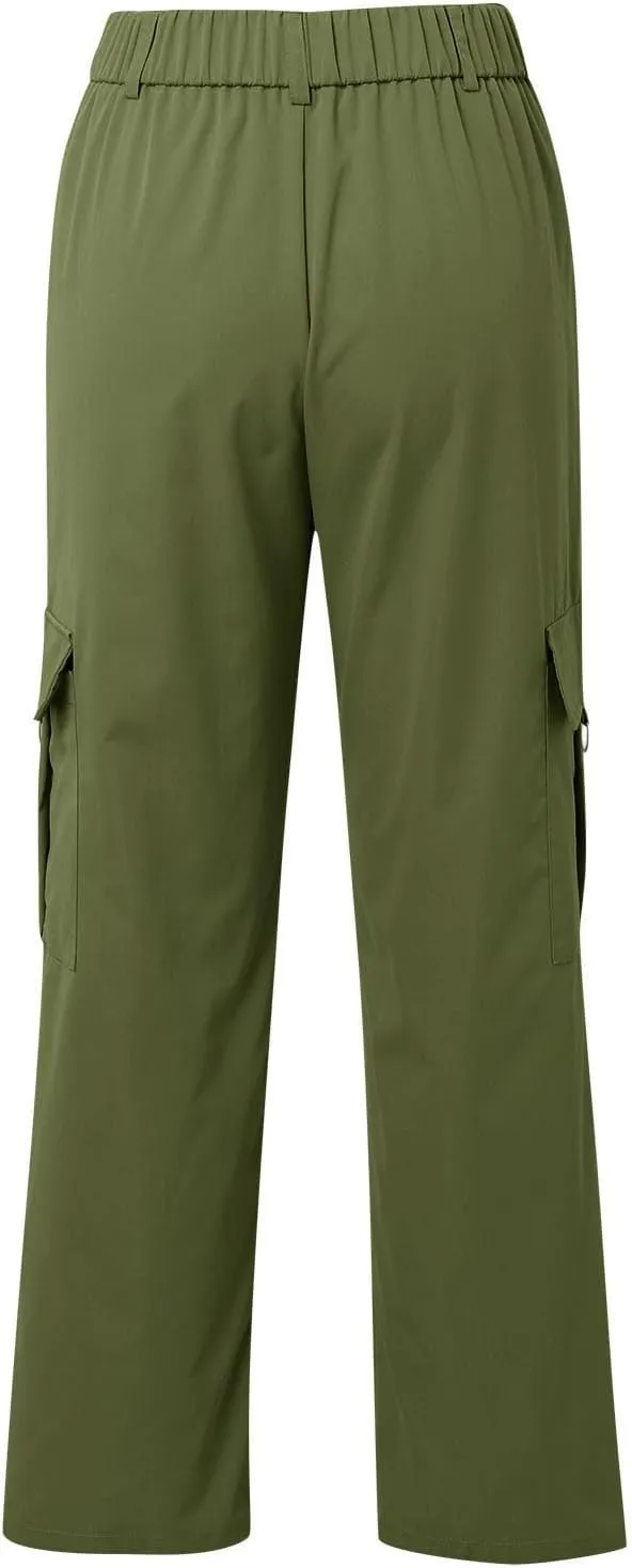 Womens Cargo Pants with Pockets Casual Fleece Baggy Sweatpants High Waisted Joggers Leggings for Women