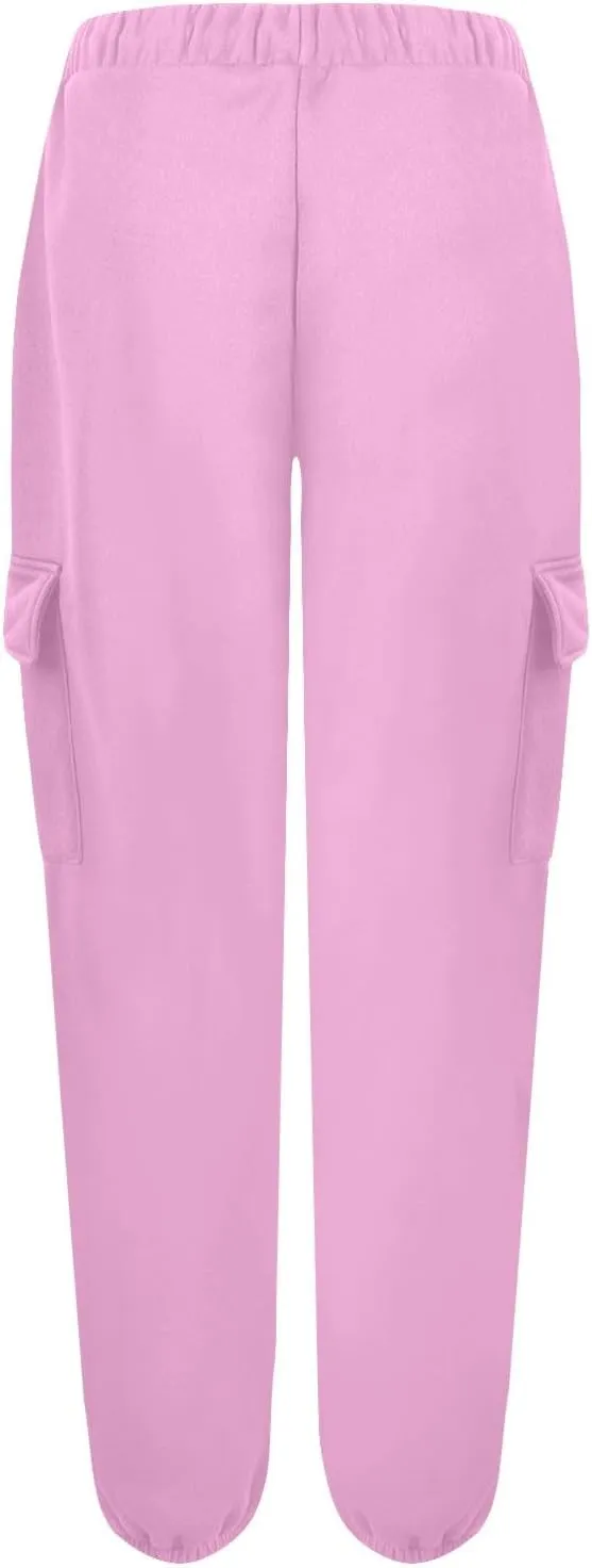 Womens Cargo Sweatpants Baggy Drawstring High Waisted Joggers with Pockets Cinch Bottom Casual Lounge Pants