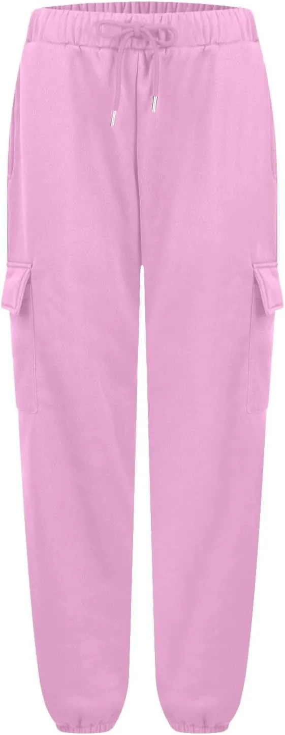 Womens Cargo Sweatpants Baggy Drawstring High Waisted Joggers with Pockets Cinch Bottom Casual Lounge Pants