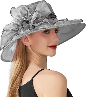 Womens Church Kentuck𝚢-Derby Hat Wide Brim Tea Party Wedding Cap Fascinators Dress Party Wedding Holiday