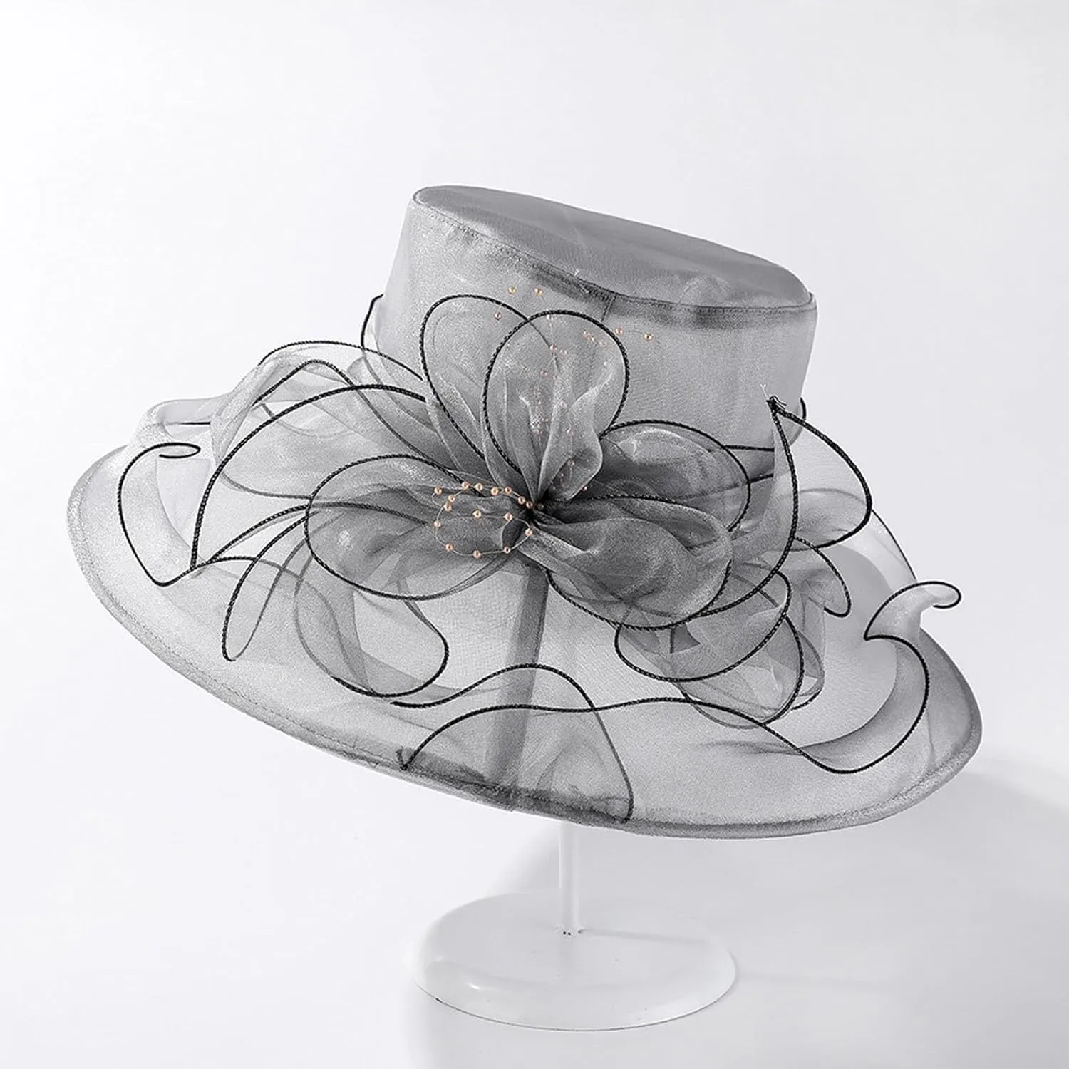 Womens Church Kentuck𝚢-Derby Hat Wide Brim Tea Party Wedding Cap Fascinators Dress Party Wedding Holiday