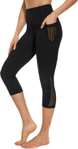 Women's Compression Workout Leggings with Side Pockets High Waisted Tummy Control Hip Lift Yoga Pants Activewear