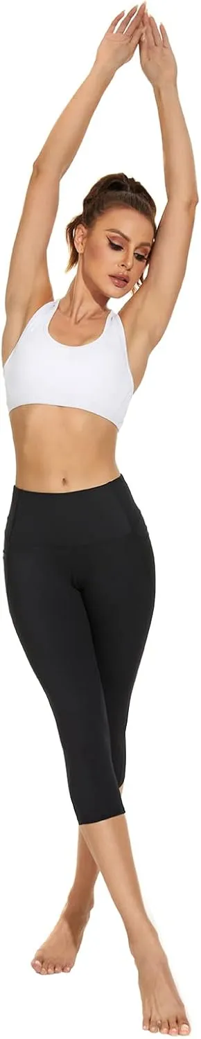 Women's Compression Workout Leggings with Side Pockets High Waisted Tummy Control Hip Lift Yoga Pants Activewear