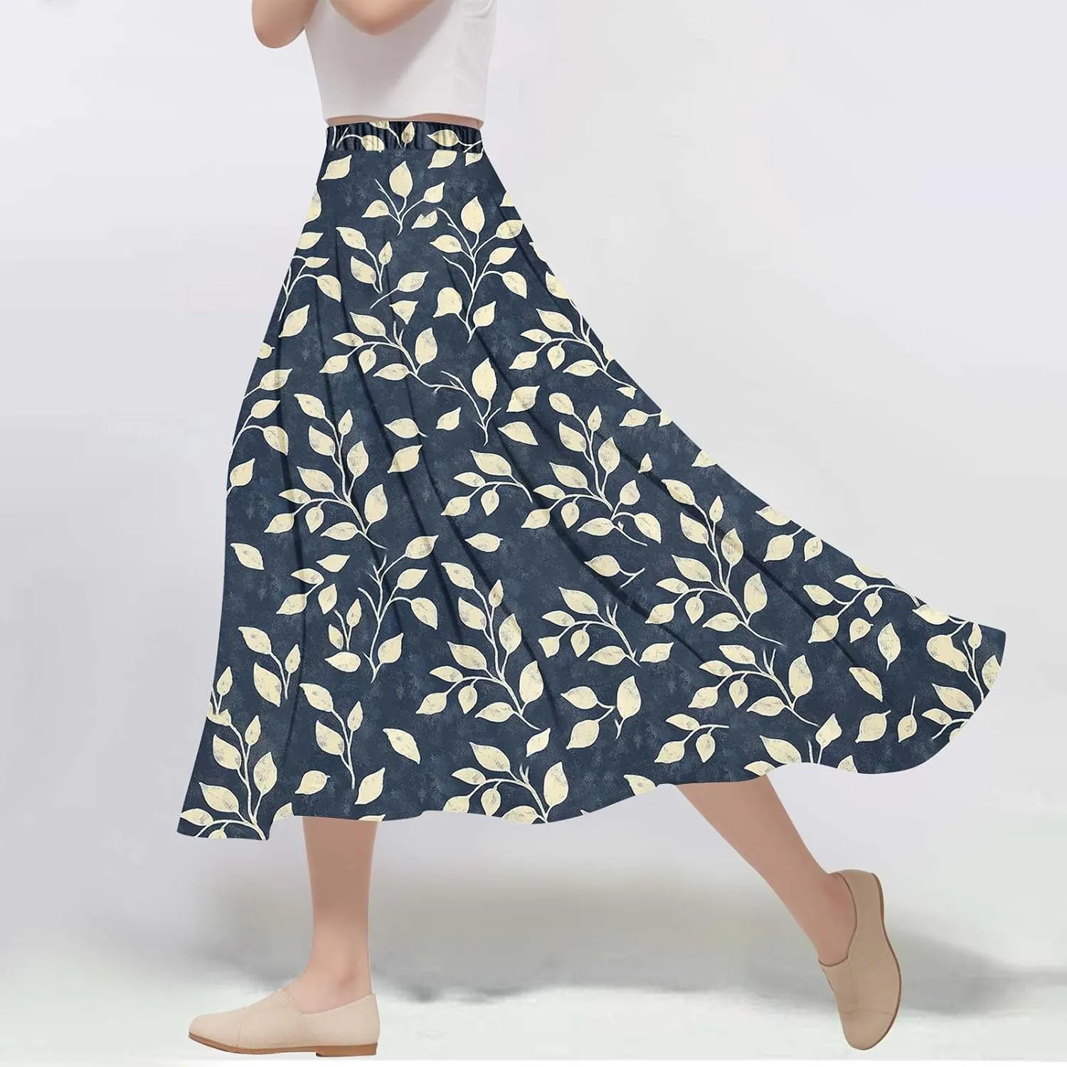 Women's Floral Print Maxi Skirts Flowy Swing A-Line Pleated Long Skirt Summer Fashion Boho Beach Vacation Outfit 2025