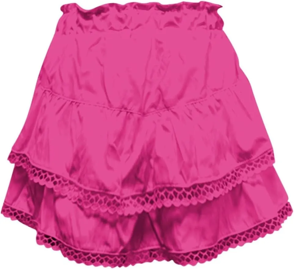Women's High Waist Mini Skirt Solid Color Ruffle Layered Pleated Flowy Skirts Beach Vacation Skort