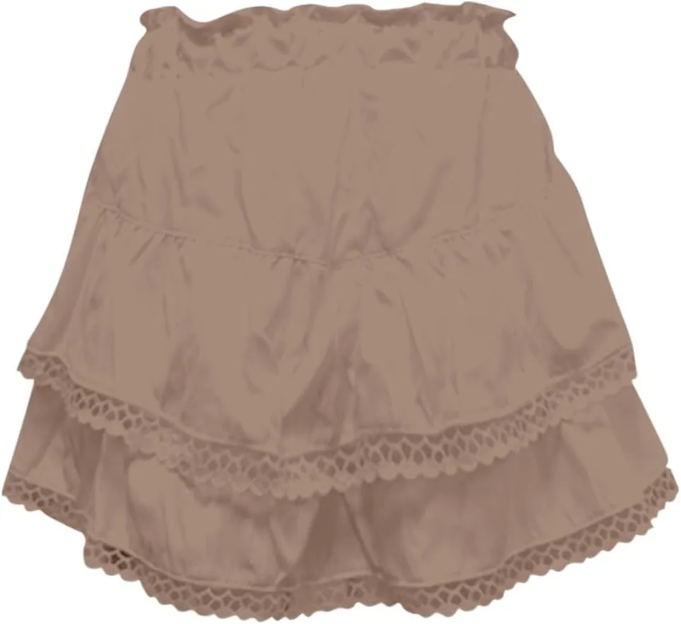 Women's High Waist Mini Skirt Solid Color Ruffle Layered Pleated Flowy Skirts Beach Vacation Skort