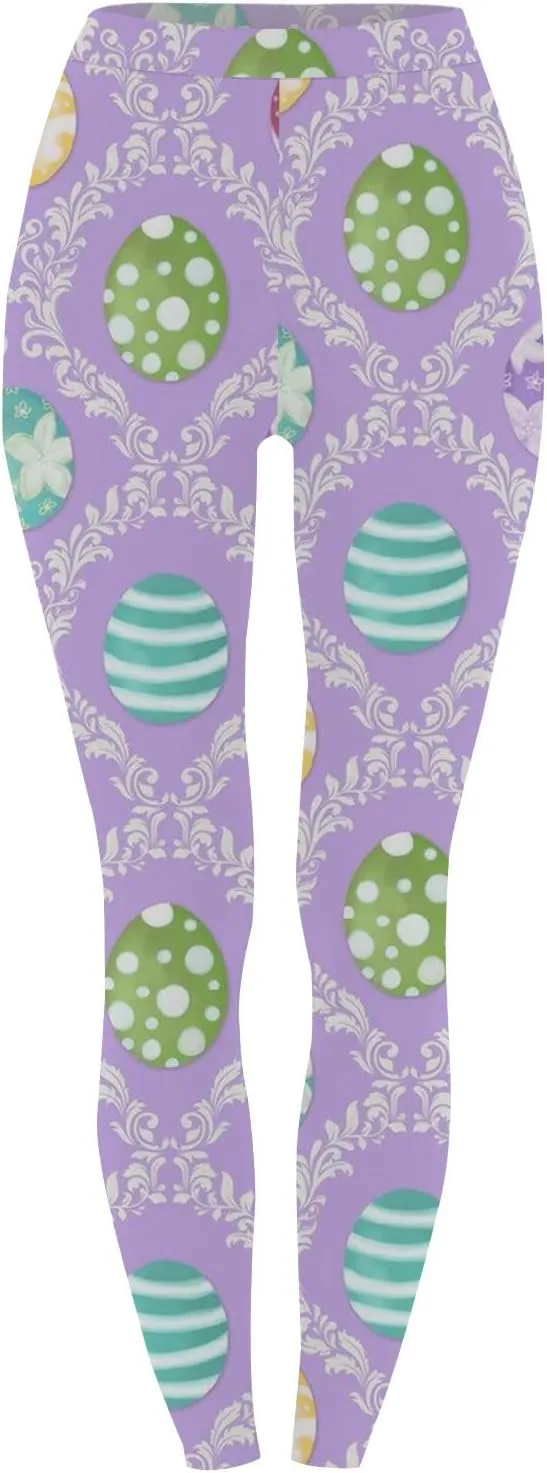 Women's High Waisted Leggings Easter Egg Printed Activewear Body Shaper Tights Firm Compression Yoga Leggings