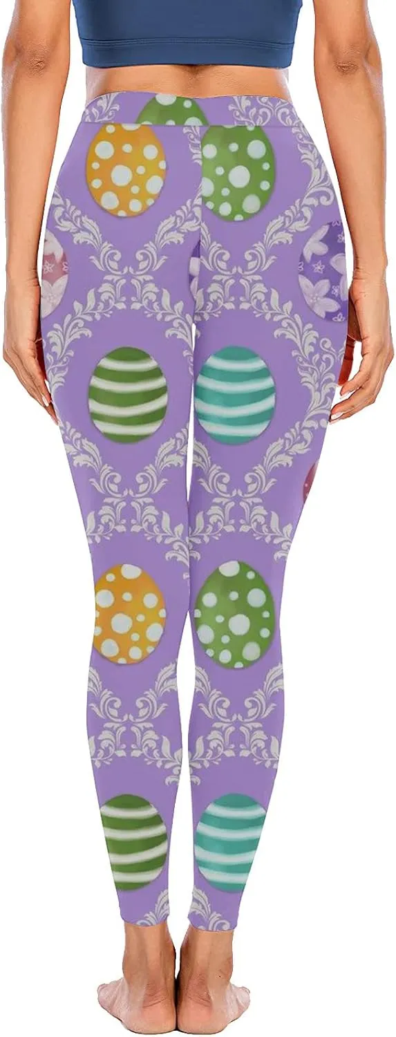 Women's High Waisted Leggings Easter Egg Printed Activewear Body Shaper Tights Firm Compression Yoga Leggings