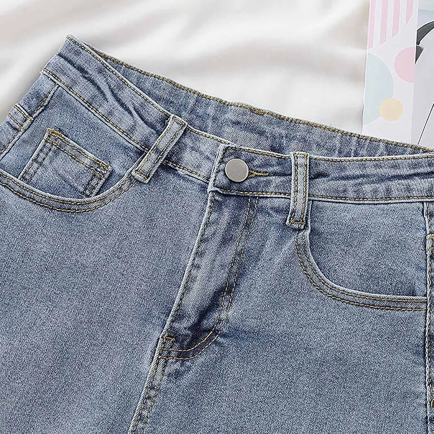 Women's High Waisted Stretchy Denim Shorts Casual Summer Wide Leg Jean Shorts Trendy A Line Design Loose Fit Jorts