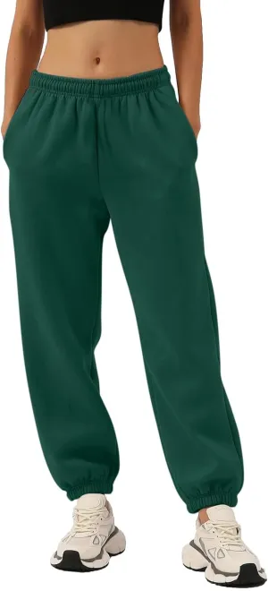 Womens Joggers Fleece Elastic Waist Baggy Sweatpants Trendy Cinch Bottom Joggers with Pockets Athletic Pants