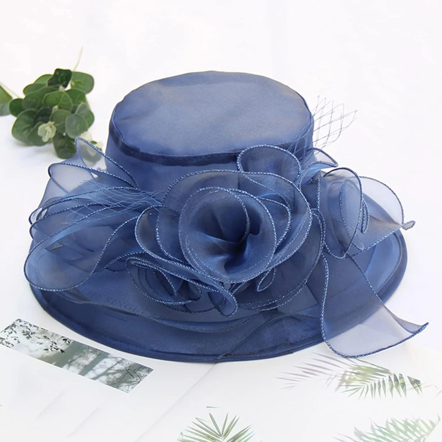 Womens Kentucky Church Derby Hat Wide Brim Tea Party Wedding Cap for Women Summer Organza Fascinator Hat