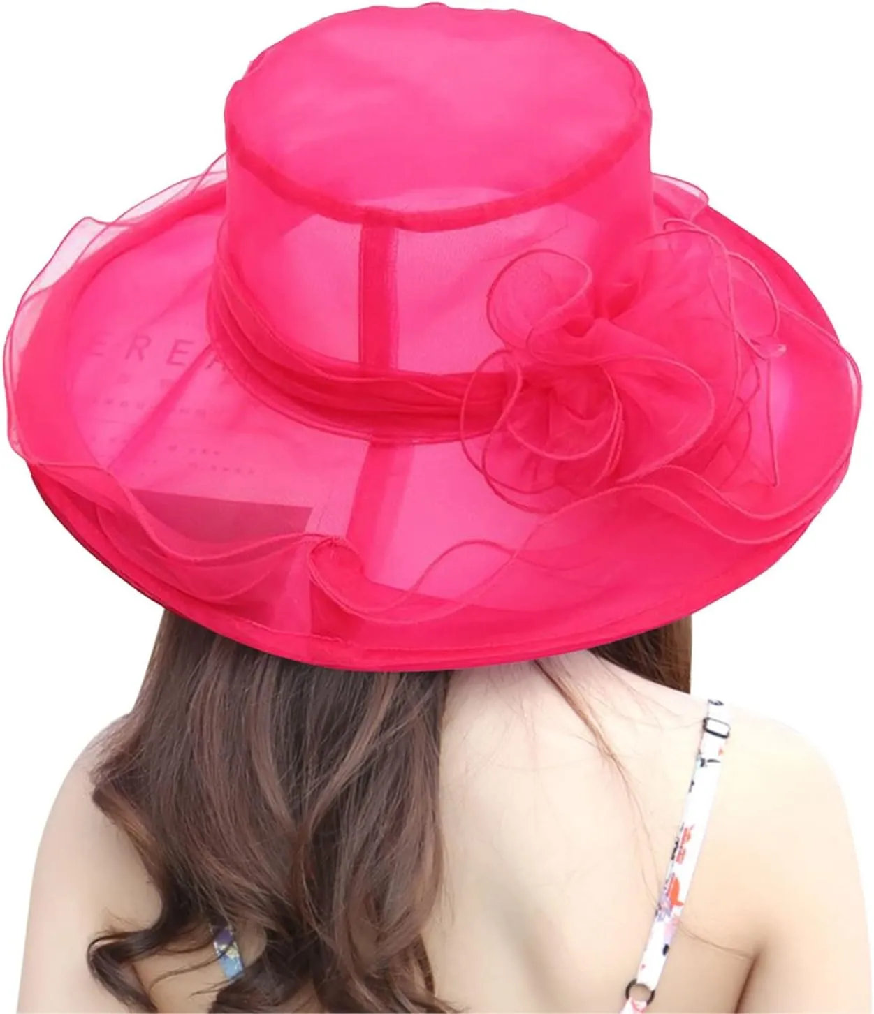 Womens Kentucky Church Derby Hats Fascinators Fancy Hats for Women Tea Party Wide Brim Organza Church Hats Sun Hats
