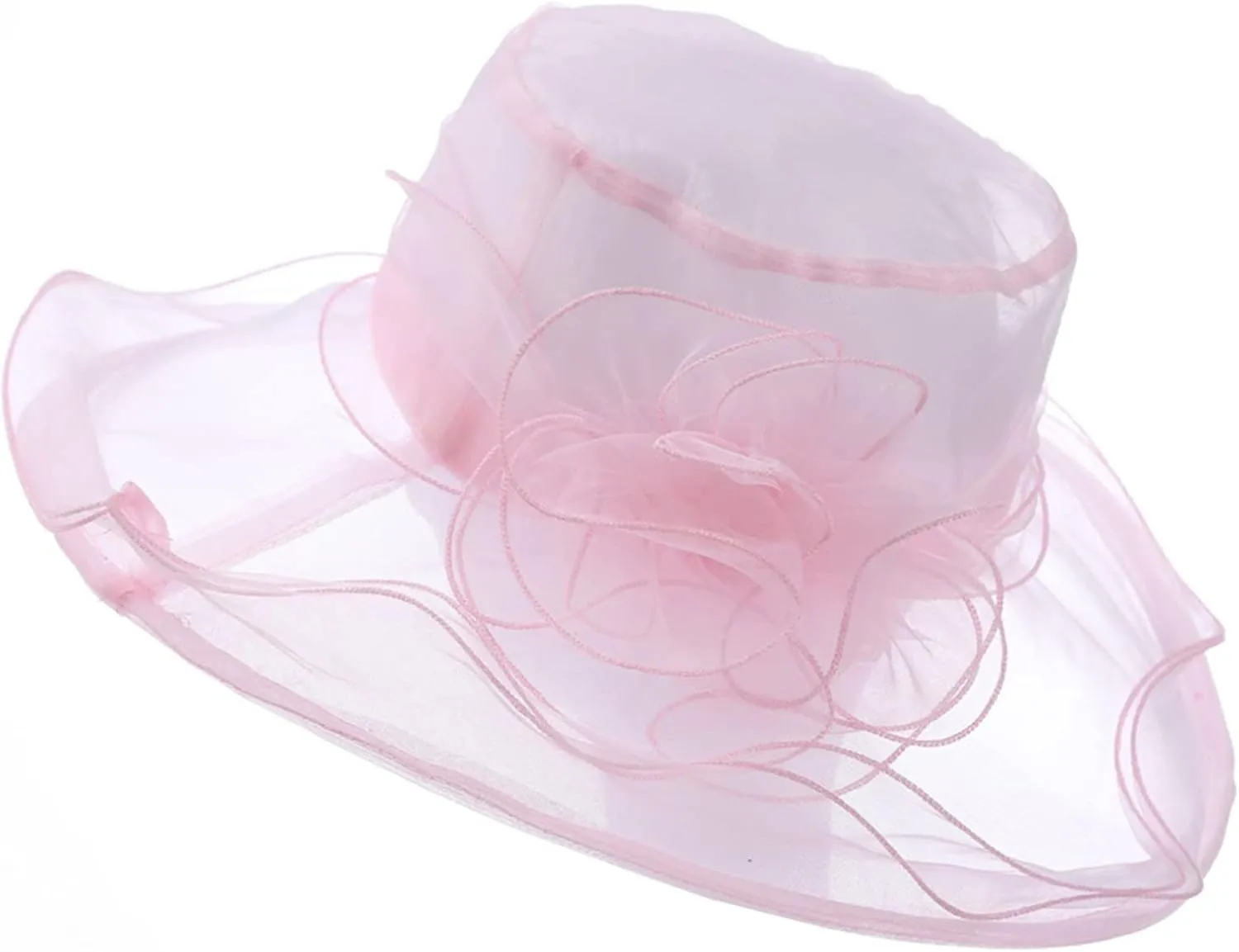 Womens Kentucky Church Derby Hats Fascinators Fancy Hats for Women Tea Party Wide Brim Organza Church Hats Sun Hats