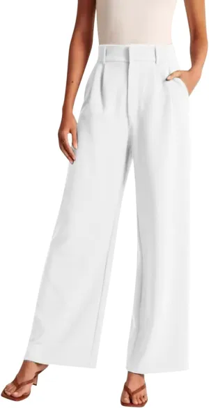 Womens Linen Blend Summer Loose Pants Elastic Waist Long Lounge Slim-Fit Palazzo Lounge Pants Beach