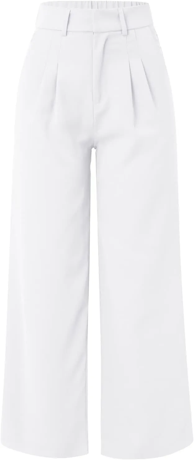 Womens Linen Blend Summer Loose Pants Elastic Waist Long Lounge Slim-Fit Palazzo Lounge Pants Beach