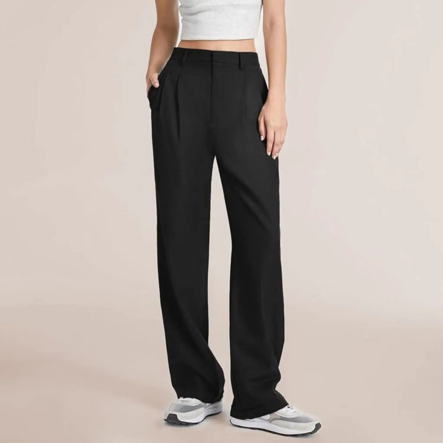 Womens Linen Blend Summer Striped Pants Low Waist Wide Leg Plus Size Pants Trendy