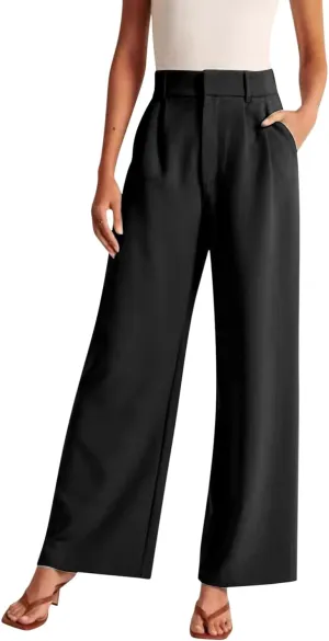 Womens Linen Blend Summer Striped Pants Low Waist Wide Leg Plus Size Pants Trendy