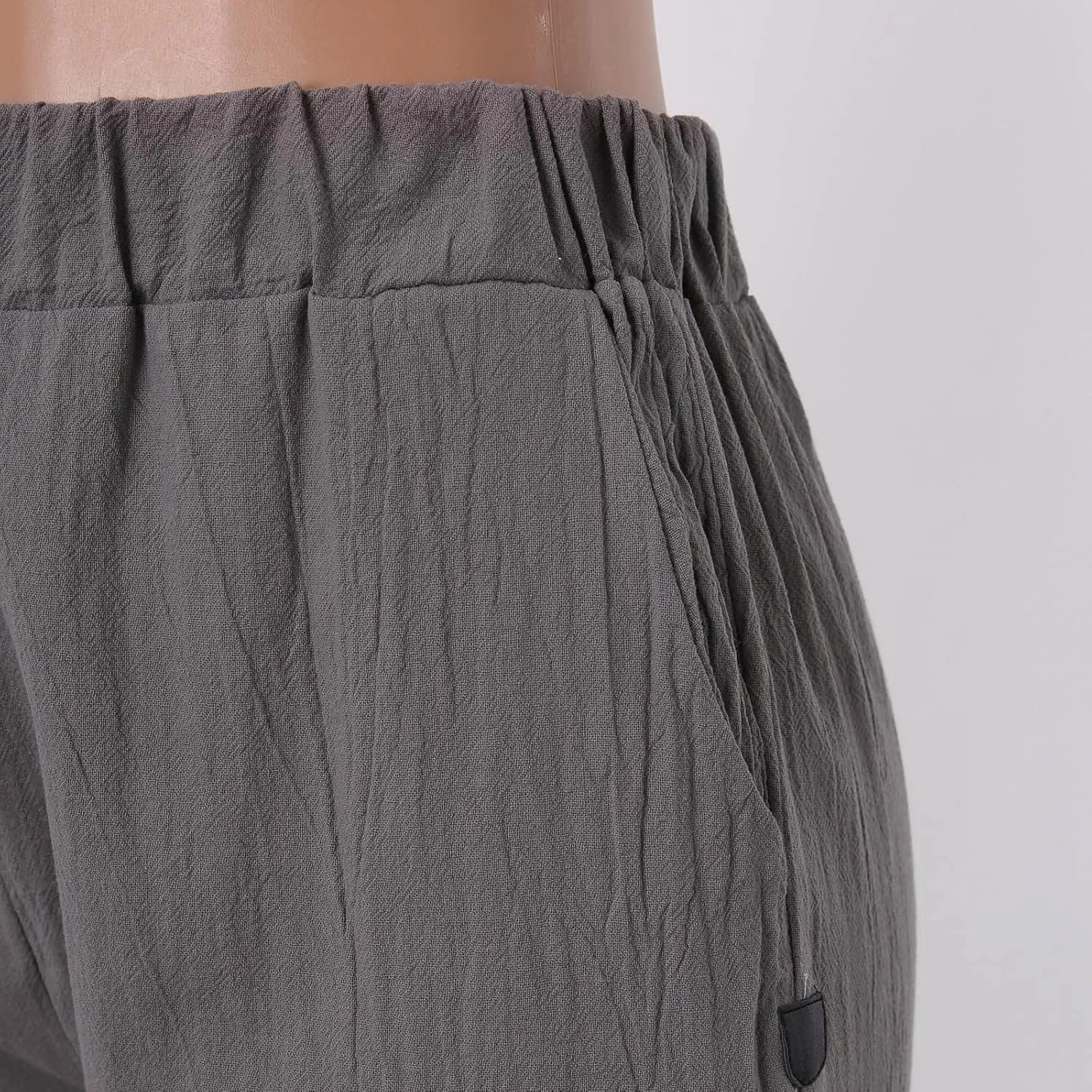 Womens Linen Blend Summer Y2K Streetwear Pants Elastic Waisted Baggy Stretchy Plus Size Trousers Beach