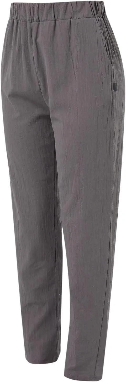Womens Linen Blend Summer Y2K Streetwear Pants Elastic Waisted Baggy Stretchy Plus Size Trousers Beach