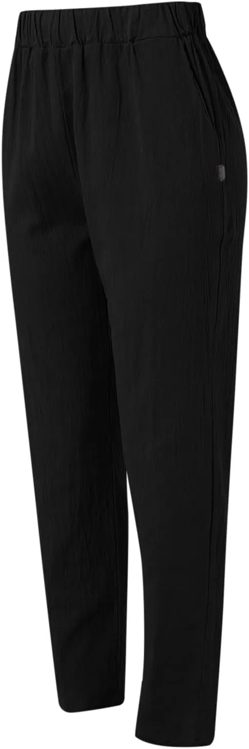Womens Linen Blend Summer Y2K Streetwear Pants Elastic Waisted Baggy Stretchy Plus Size Trousers Beach