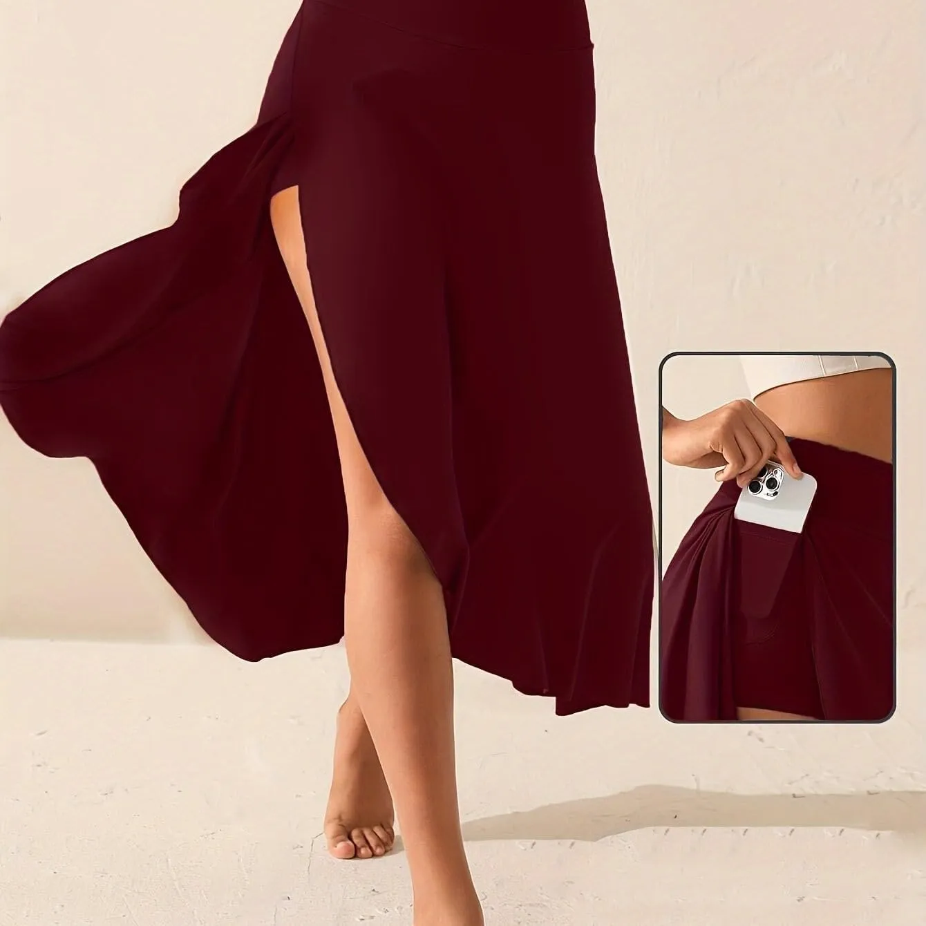 Womens Maxi Skirts Flowy High Waist Wrap Skirt with Slit Asymmetrical Ruffle High Low with Shorts