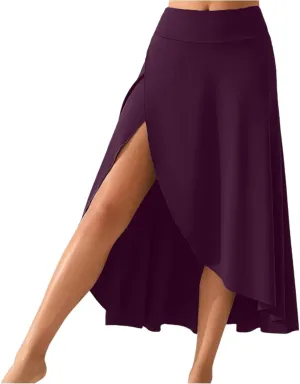 Womens Maxi Skirts Flowy High Waist Wrap Skirt with Slit Asymmetrical Ruffle High Low with Shorts