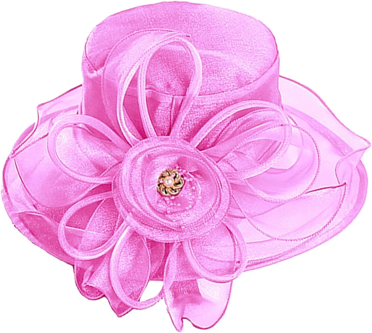 Women's Organza Church Kentucky Wide Brim Derby Fascinator Bridal Cocktail Tea Party Elegant Wedding Dress Hats