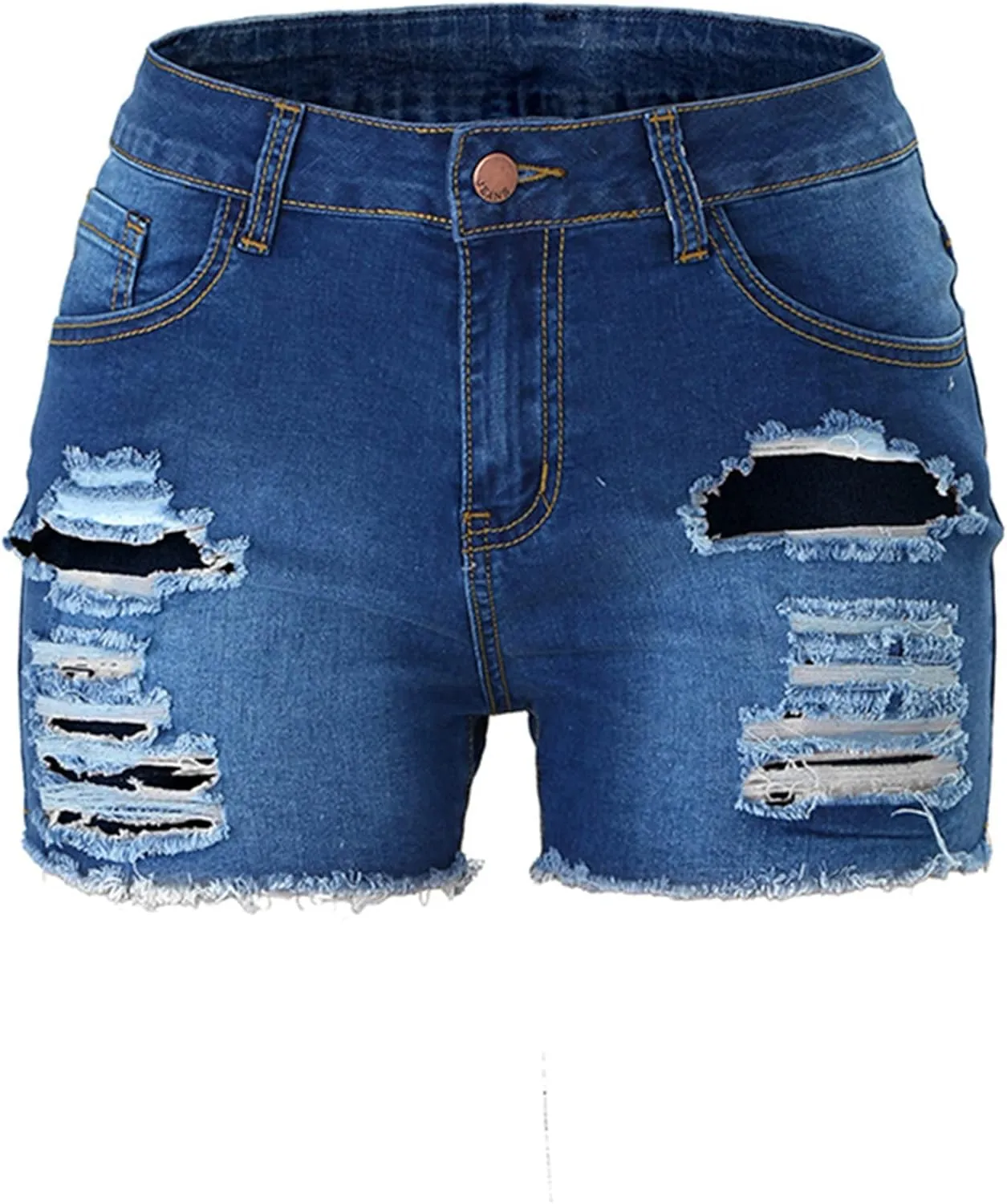 Women's Ripped High Waisted Jean Shorts Summer Hot Raw Hem Casual Shorts Frayed Holes Denim Shorts with Pockets