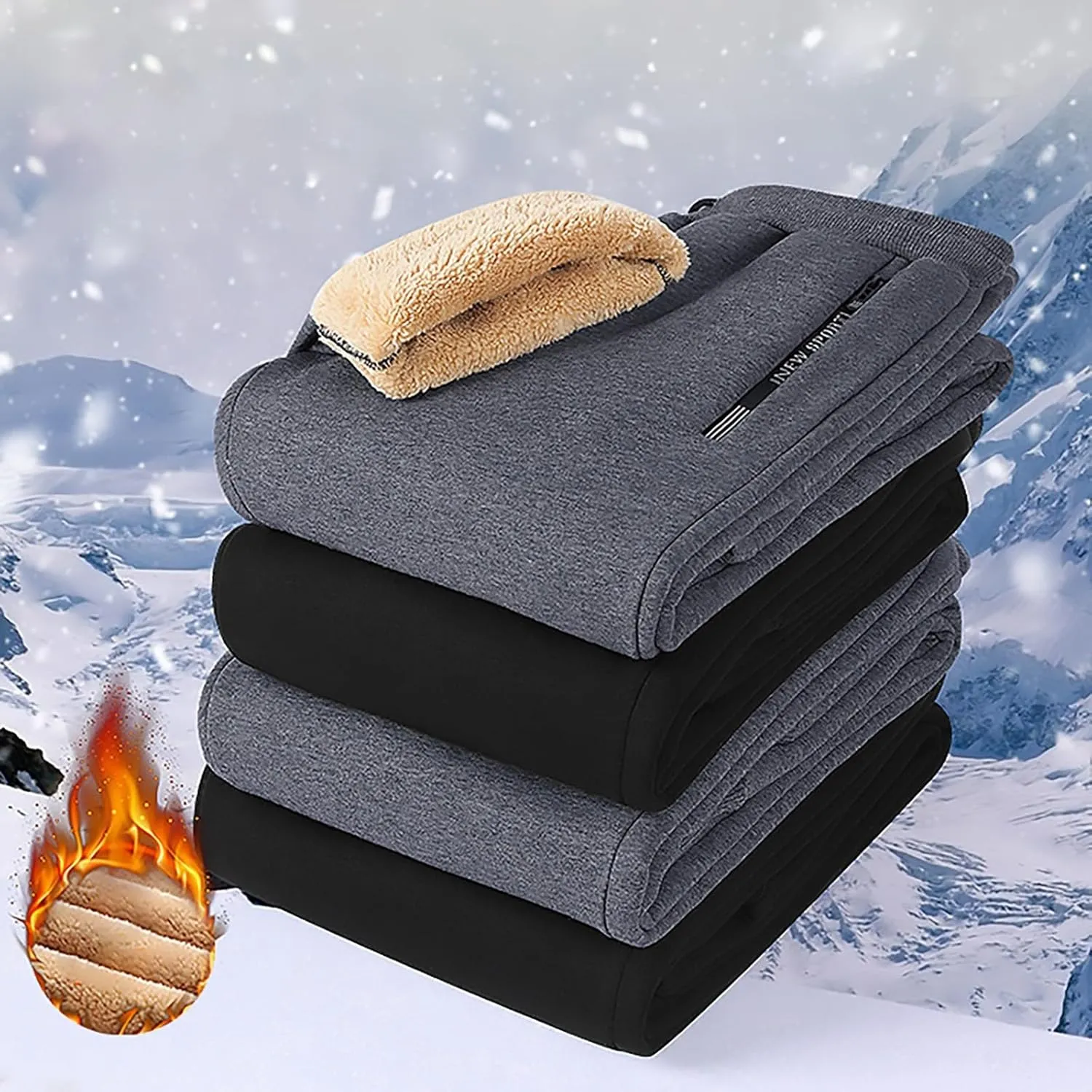 Women's Sherpa Lined Sweatpants Winter Warm Fleece Pants Water Resistant Thermal Pants for Lounge Outdoor Fleece Pant