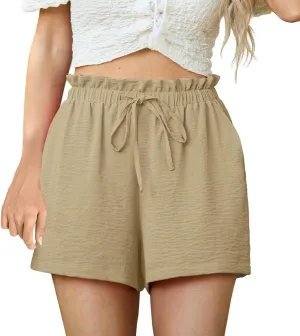 Womens Shorts Casual High Waisted Wide Leg Cute Ruffle Waist Drawstring Shorts 2025 Vacation Outfits for Women