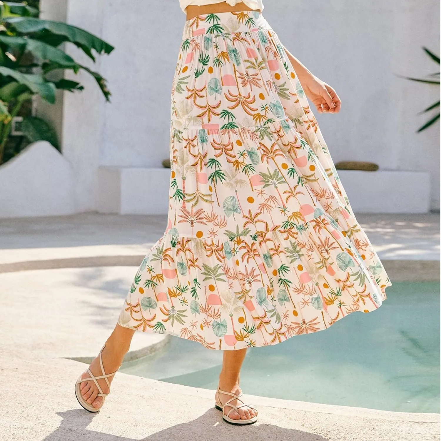 Women's Skirts,Sexy Flowy Maxi Skirts for Women 2025 Trendy Beach Vacation Long Boho Skirt Spring Summer
