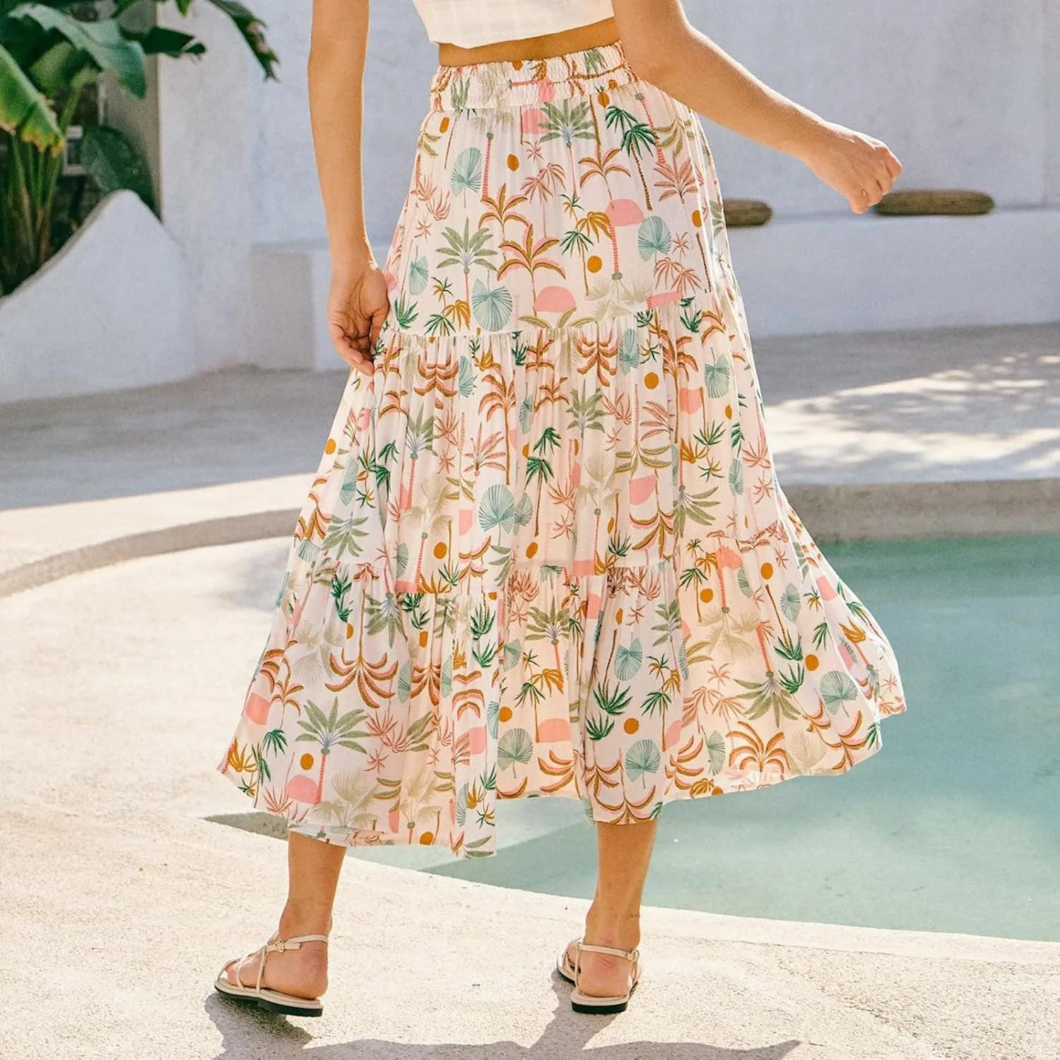 Women's Skirts,Sexy Flowy Maxi Skirts for Women 2025 Trendy Beach Vacation Long Boho Skirt Spring Summer