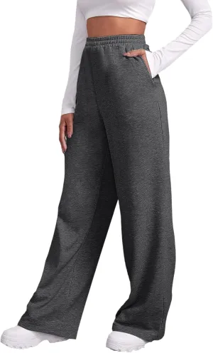 Womens Straight Leg Sweatpants Fleece Lined Sweatpants Wide Leg Baggy Lounge Pants Fall Outfits Athletic Joggers Pants