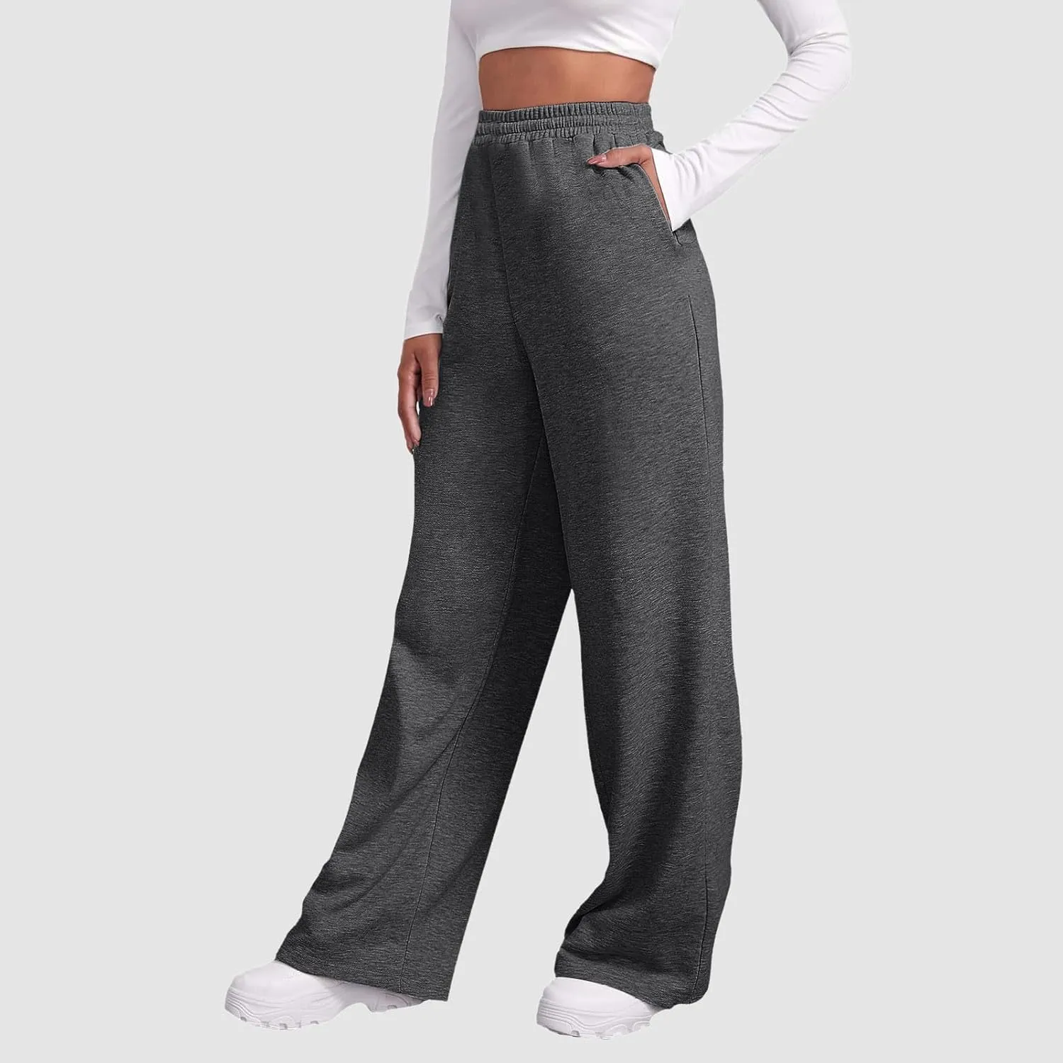 Womens Straight Leg Sweatpants Fleece Lined Sweatpants Wide Leg Baggy Lounge Pants Fall Outfits Athletic Joggers Pants