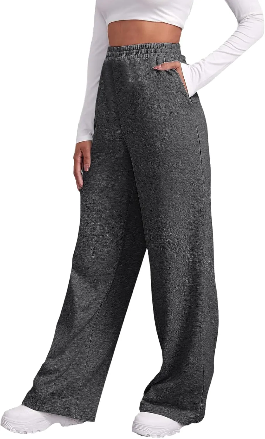 Womens Straight Leg Sweatpants Fleece Lined Sweatpants Wide Leg Baggy Lounge Pants Fall Outfits Athletic Joggers Pants