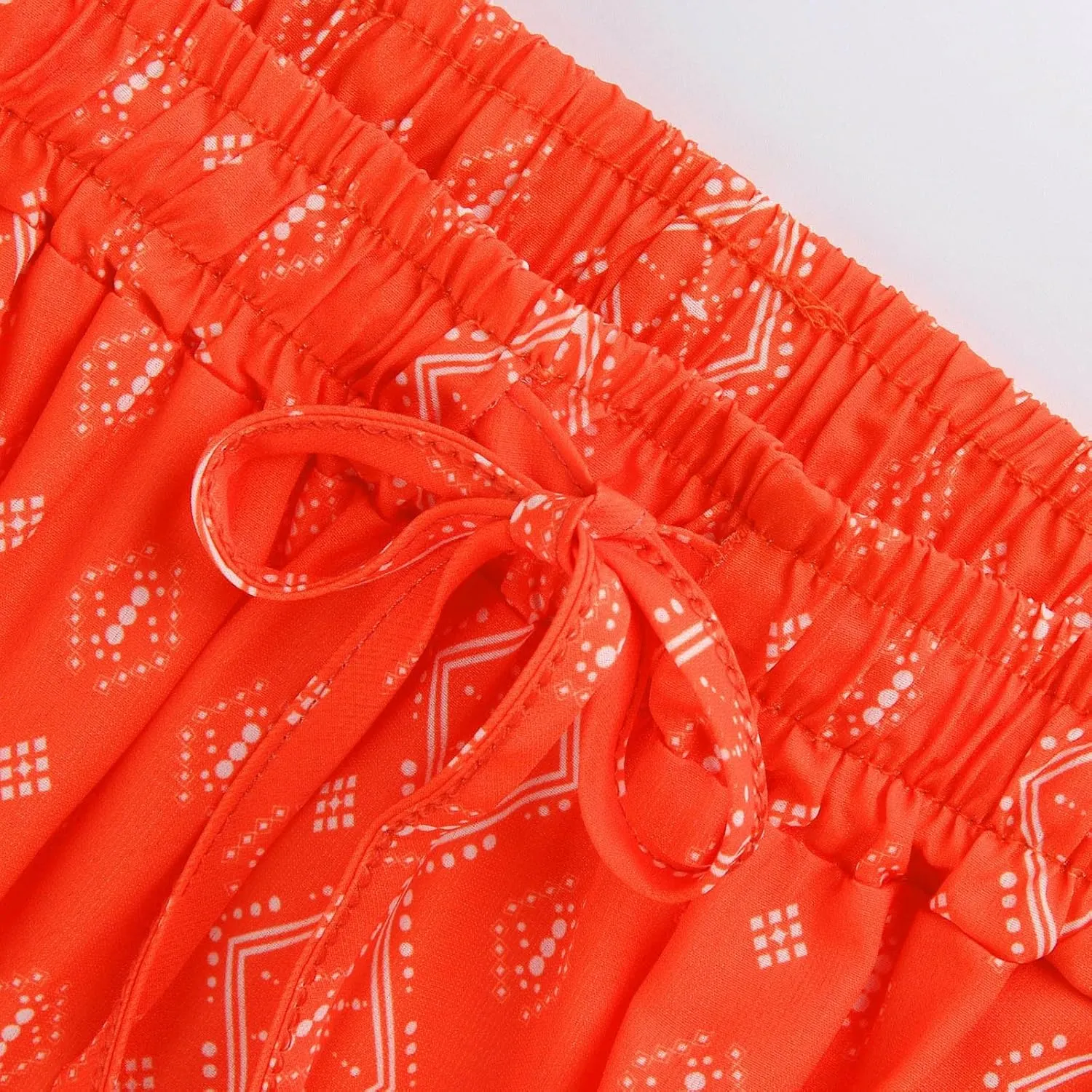 Women's Summer Skirts Beach Maxi Skirt Drawstring Elastic Ruffle Tiered A Line Skirts Cute Long Skirt with Pockets