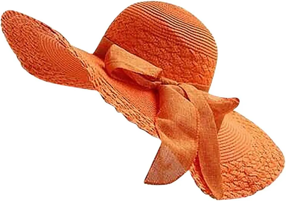 Womens Sun Straw Hat Wide Brim UPF 50 Summer Foldable Roll up Floppy Beach Hats Outdoor Sun Hats for Women