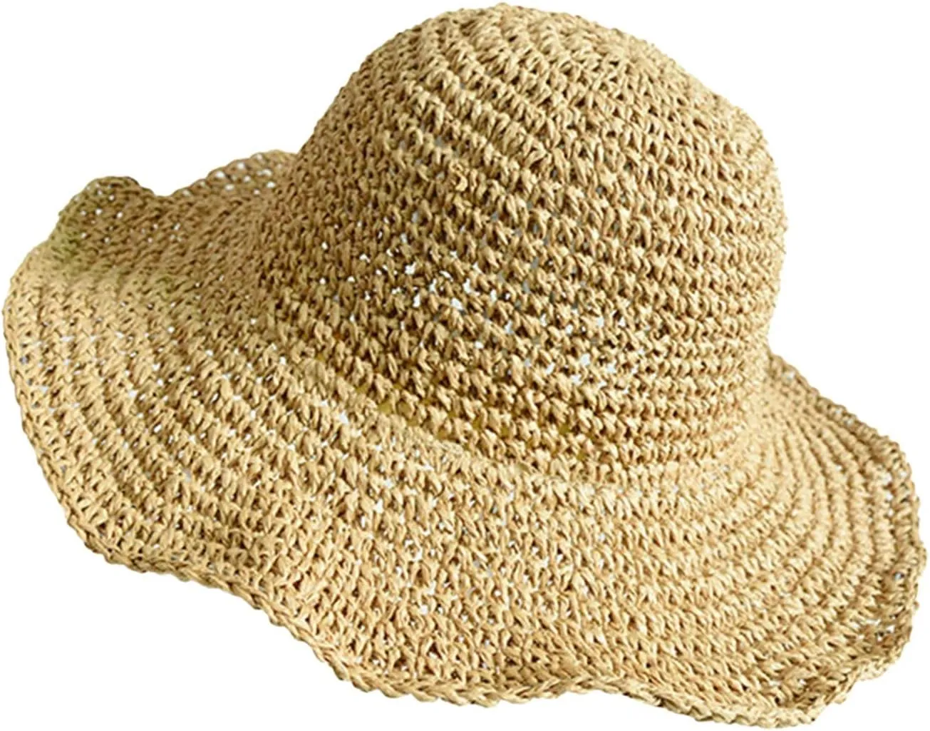 Womens Sun Visor Hat Wide Brim Beach Straw Hats for Women Cap Floppy Foldable Roll-Up Straw Hats for Women