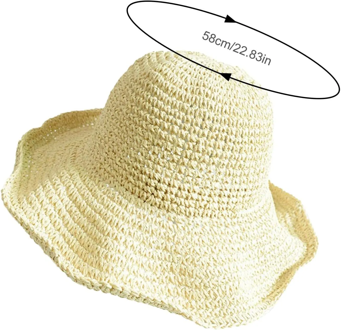 Womens Sun Visor Hat Wide Brim Beach Straw Hats for Women Cap Floppy Foldable Roll-Up Straw Hats for Women